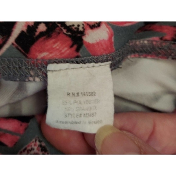 Evolution and Creation Women's Yoga Pants. Floral Pink and Grey - Picture 2 of 5